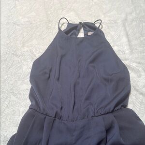 H&M Navy Jumpsuit with Halter Neckline